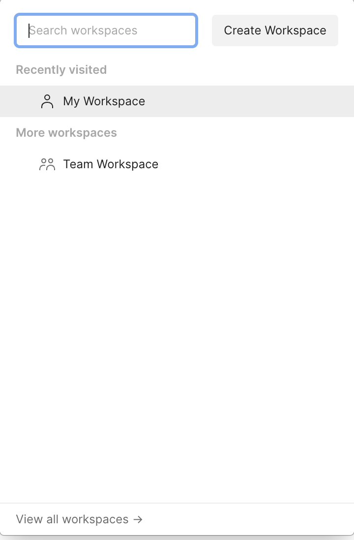 Панель воркспейса