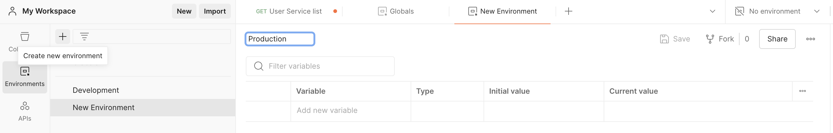 Создание окружения