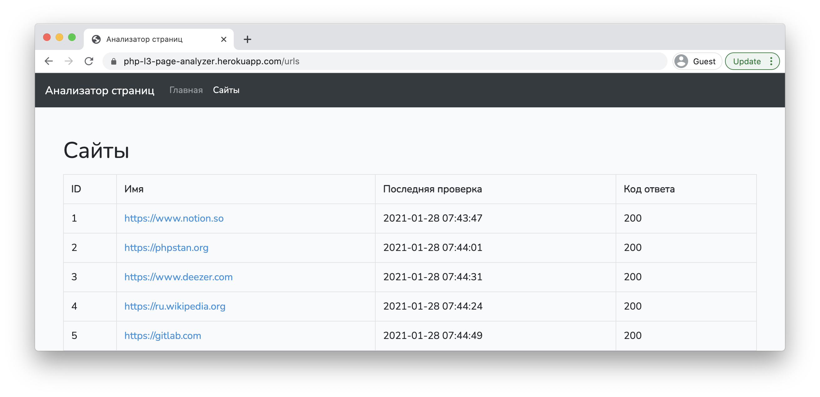 Анализатор страниц