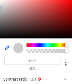 Вывод DevTools при недостаточном контрасте текста